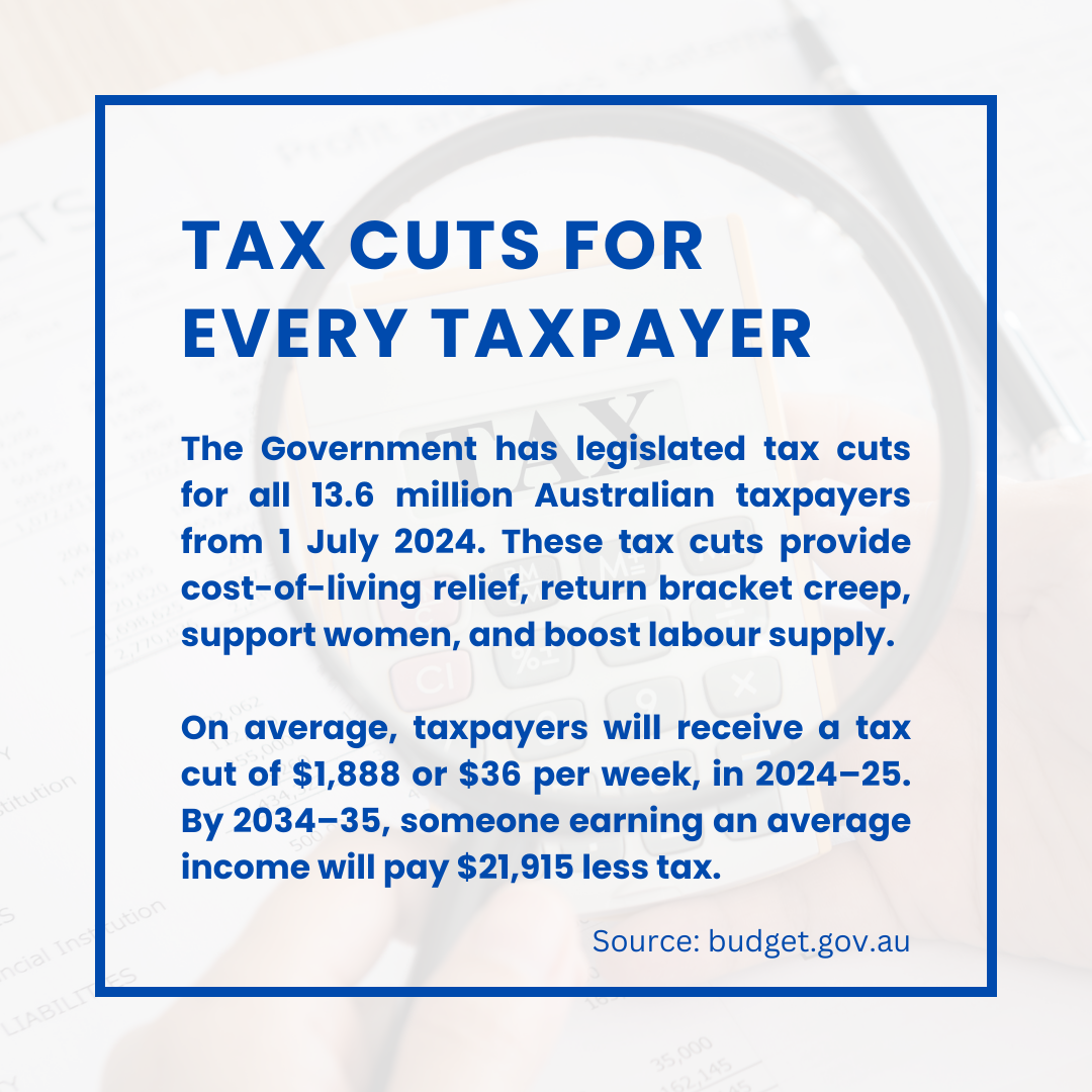 Tax cut for every taxpayer AU
